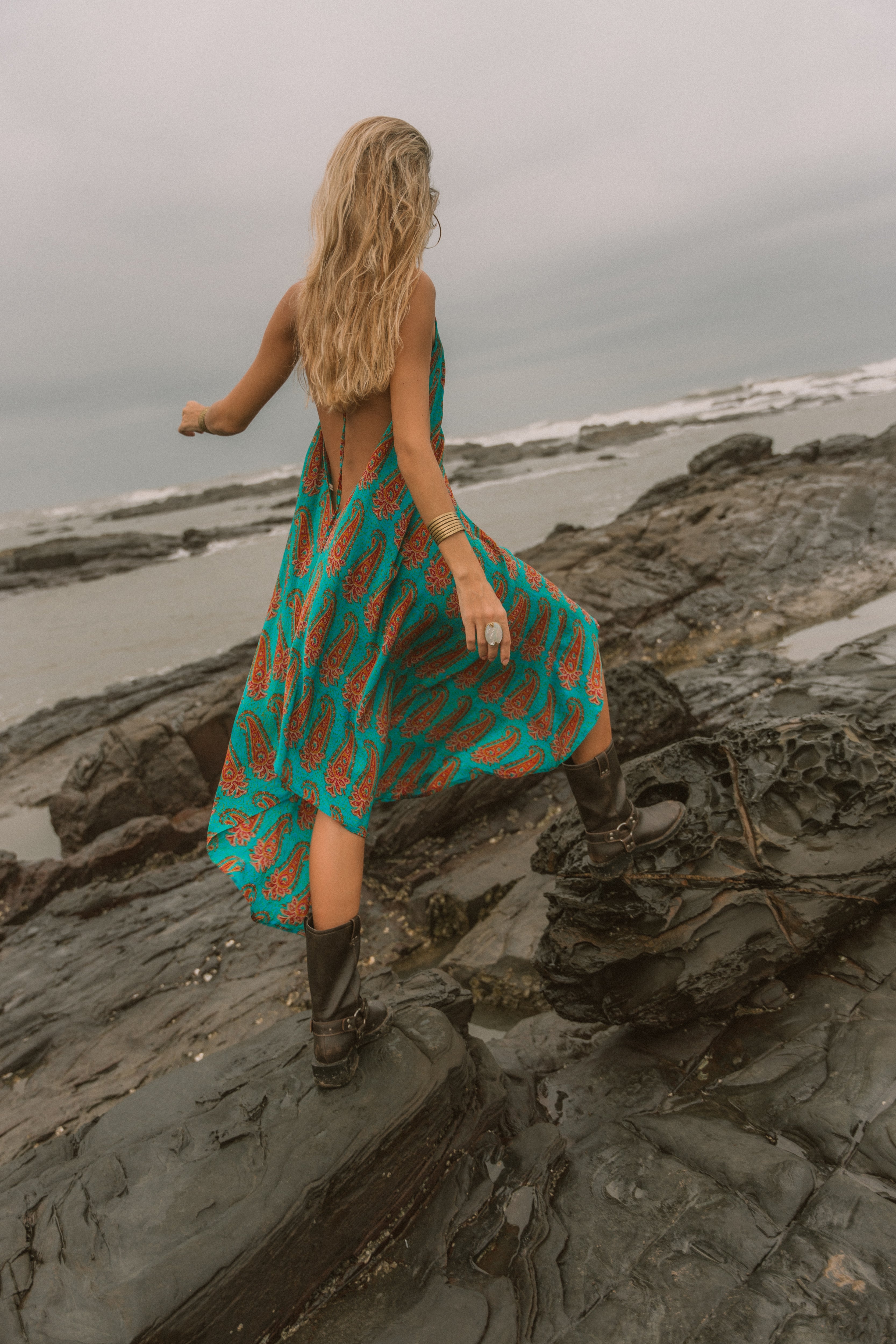 Sun Child Classic Silk Dress - Agave