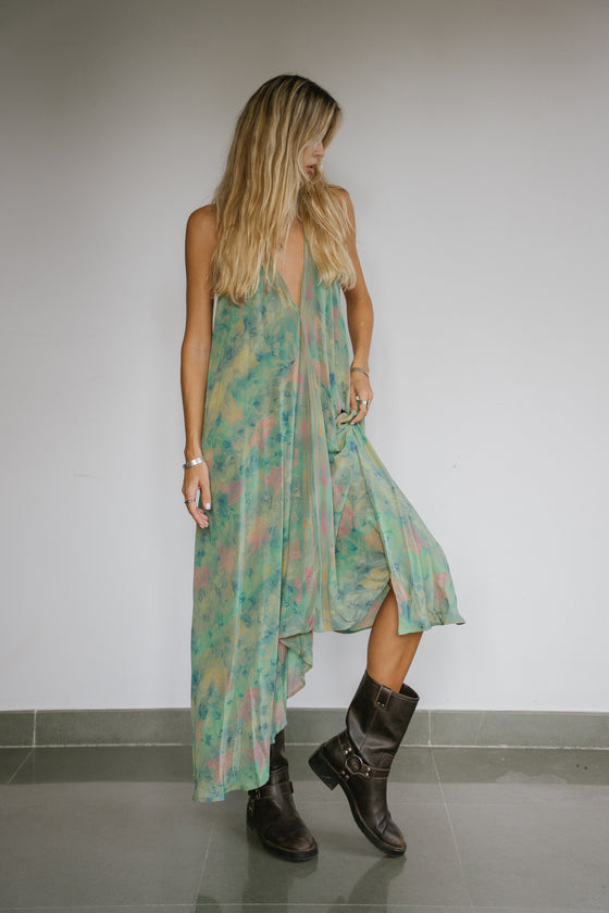 Sun Child Classic Silk Dress - Emerald