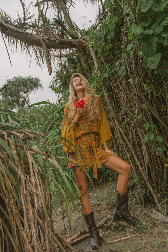 Kimono Wrap Dress - Citrus