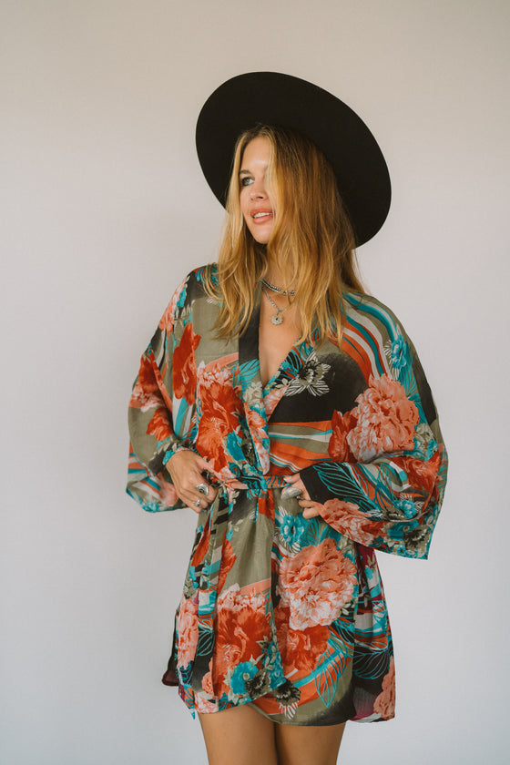 Kimono Wrap Dress - Jewel