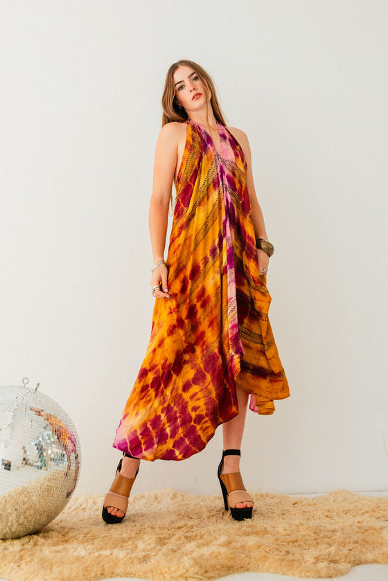 Sun Child Classic Silk Dress - Cherry