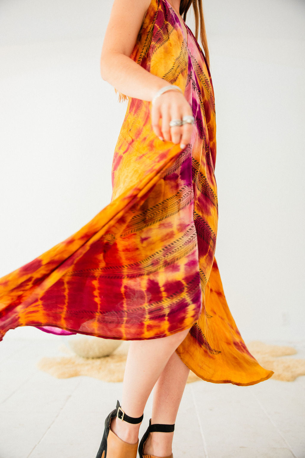 Sun Child Classic Silk Dress - Cherry