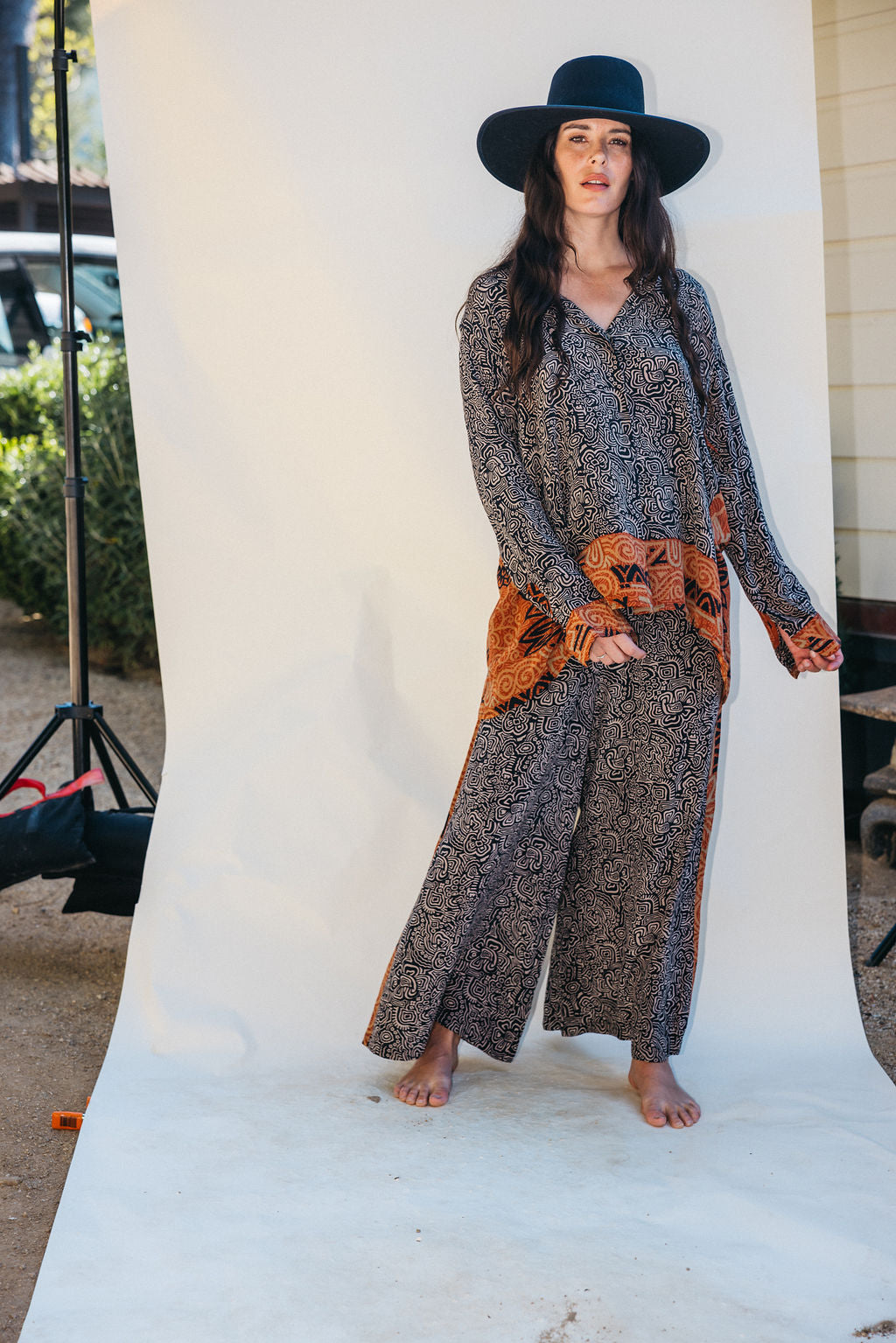 Open Back Boyfriend Shirt - Licorice