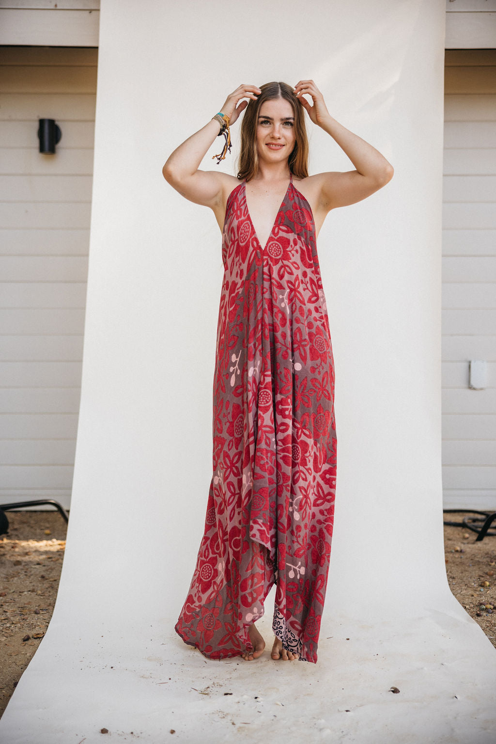 Sun Child Classic Silk Dress - Coral