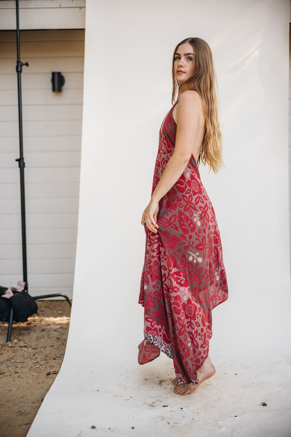 Sun Child Classic Silk Dress - Coral