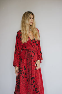  Long Jacket With Belt - Cherry