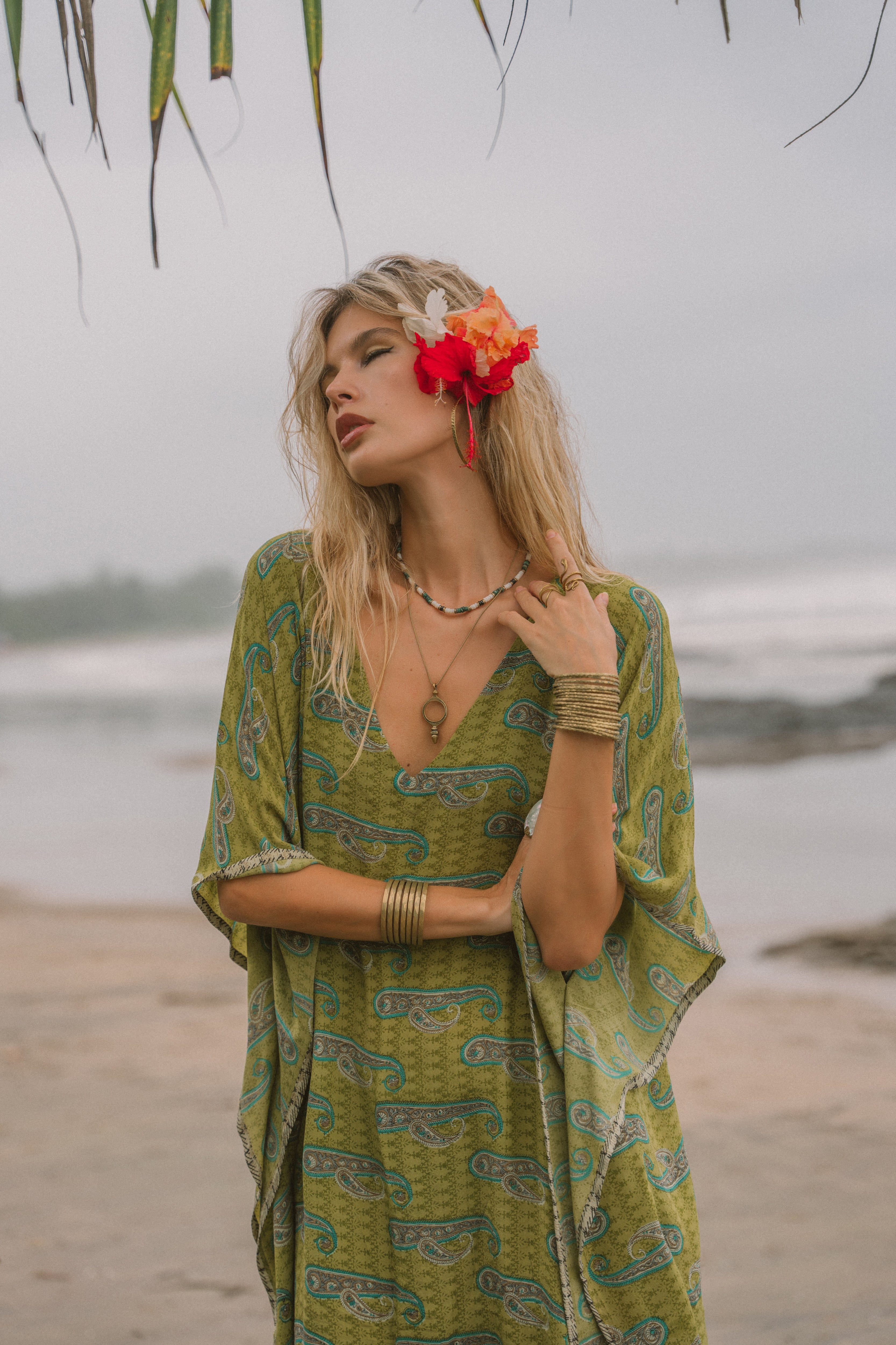 Long Caftan - Lime