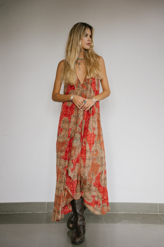 Sun Child Classic Silk Dress - Olive