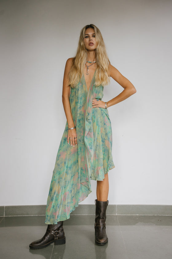 Sun Child Classic Silk Dress - Emerald