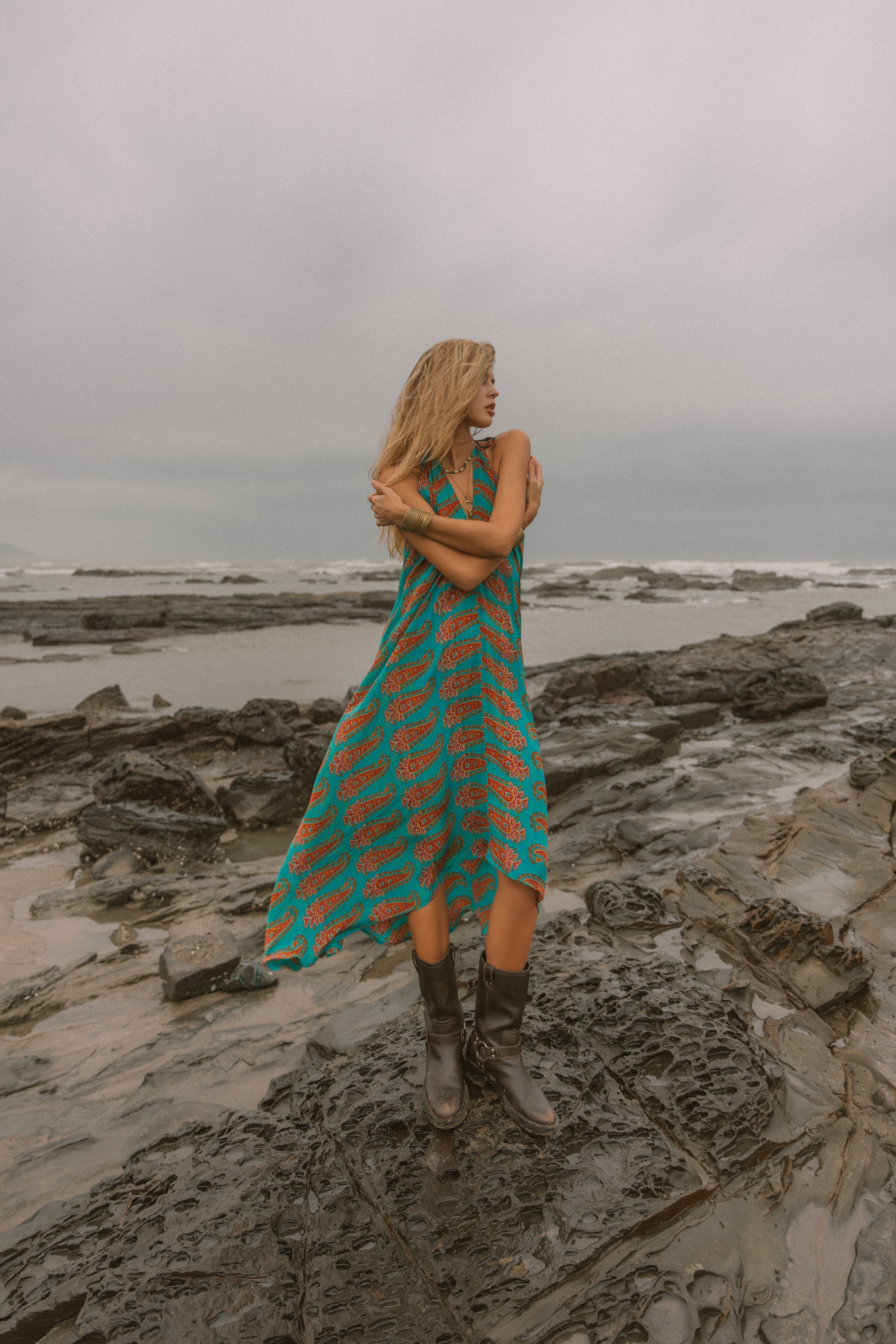 Sun Child Classic Silk Dress - Agave