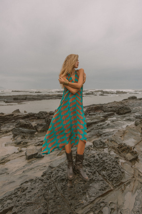 Sun Child Classic Silk Dress - Agave
