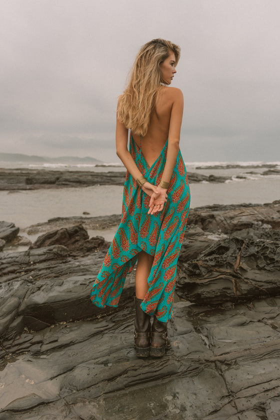 Sun Child Classic Silk Dress - Agave