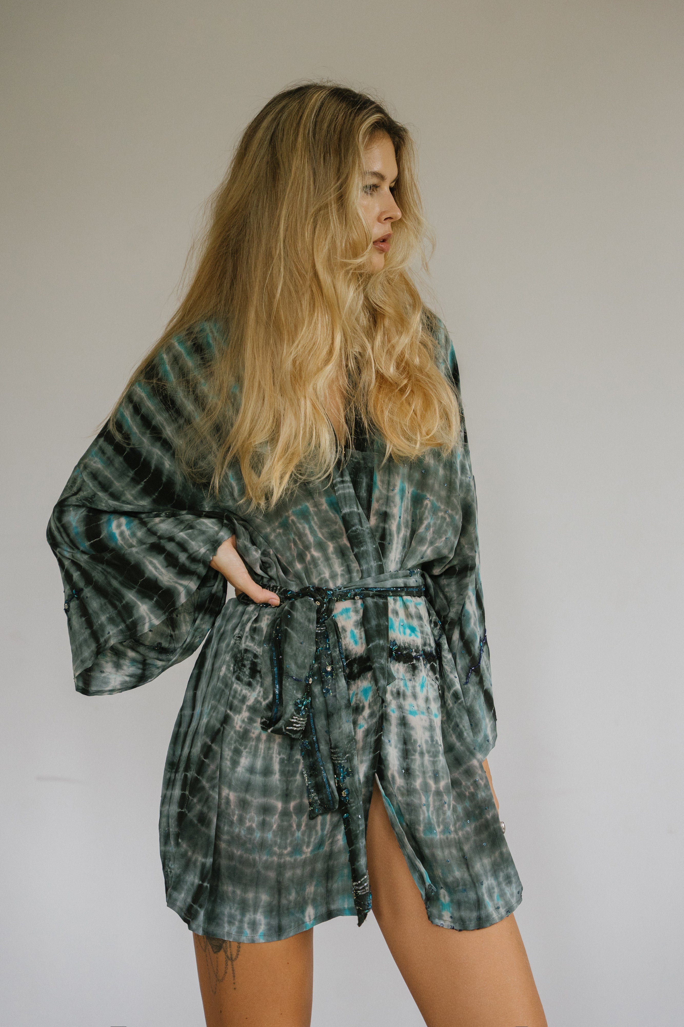 Kimono Wrap Dress - Blue City