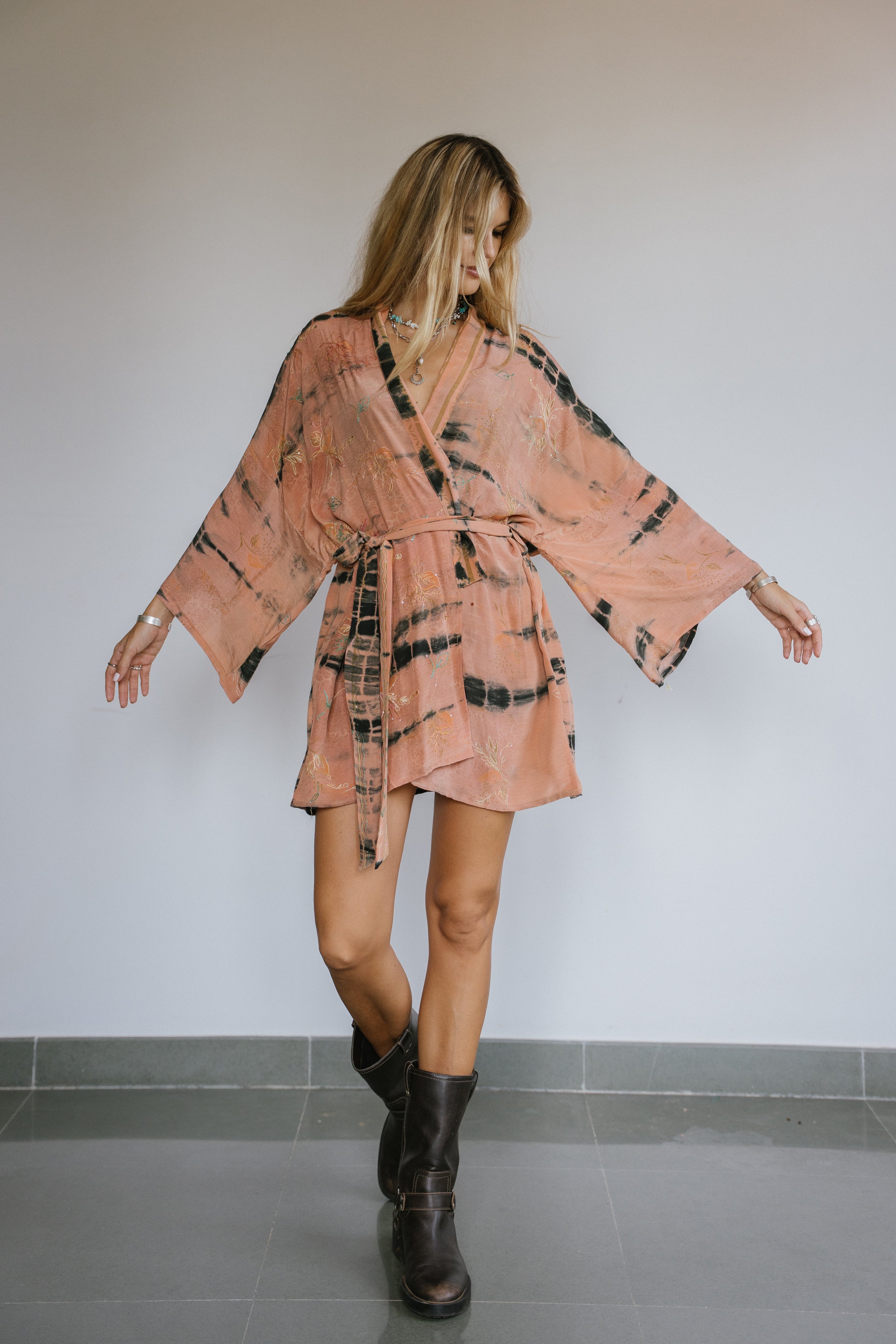 Kimono Wrap Dress - Dragonfruit