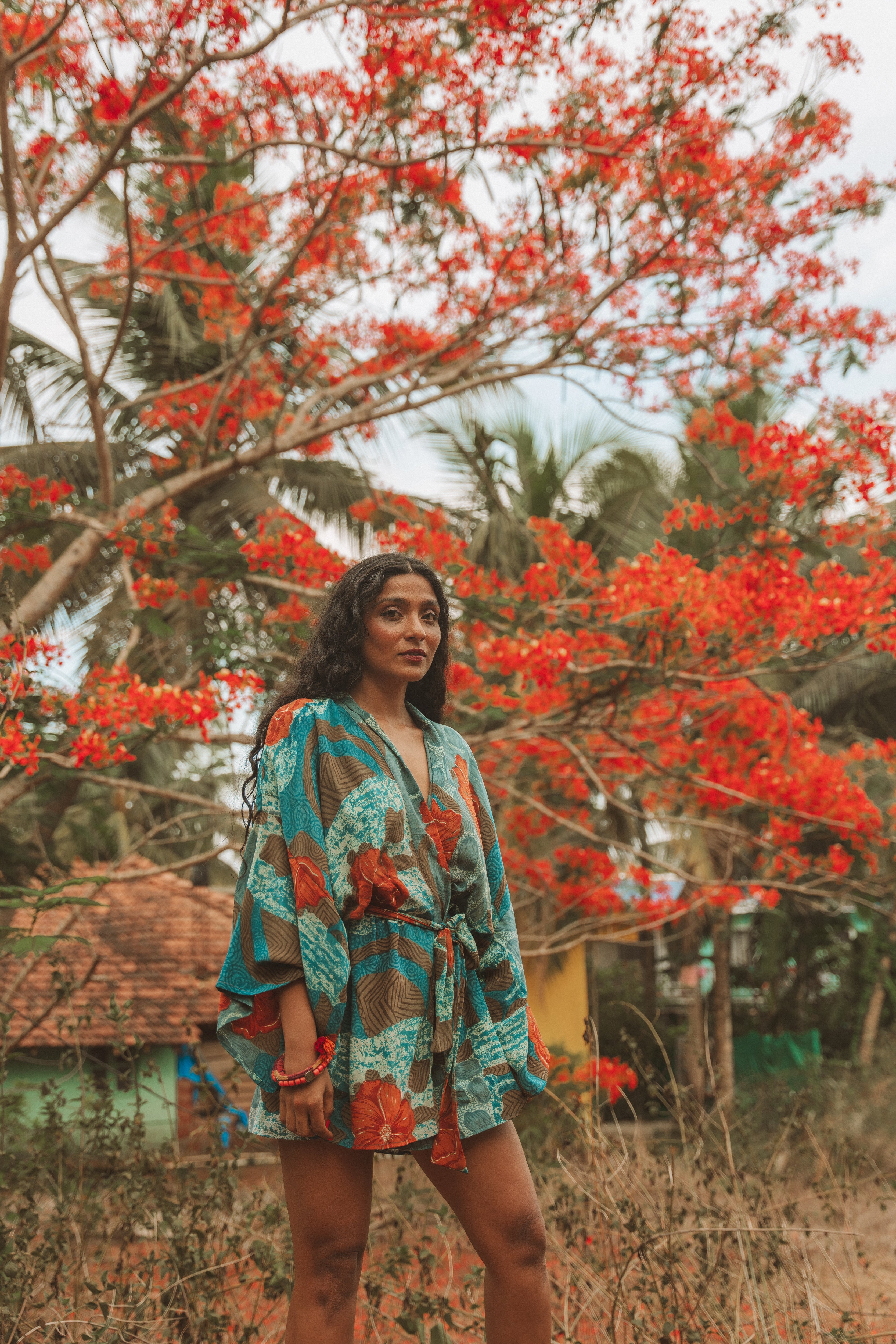 Kimono Wrap Dress - Navy