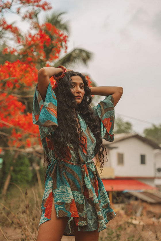 Kimono Wrap Dress - Navy