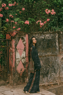  Open Back Boyfriend Shirt - Licorice