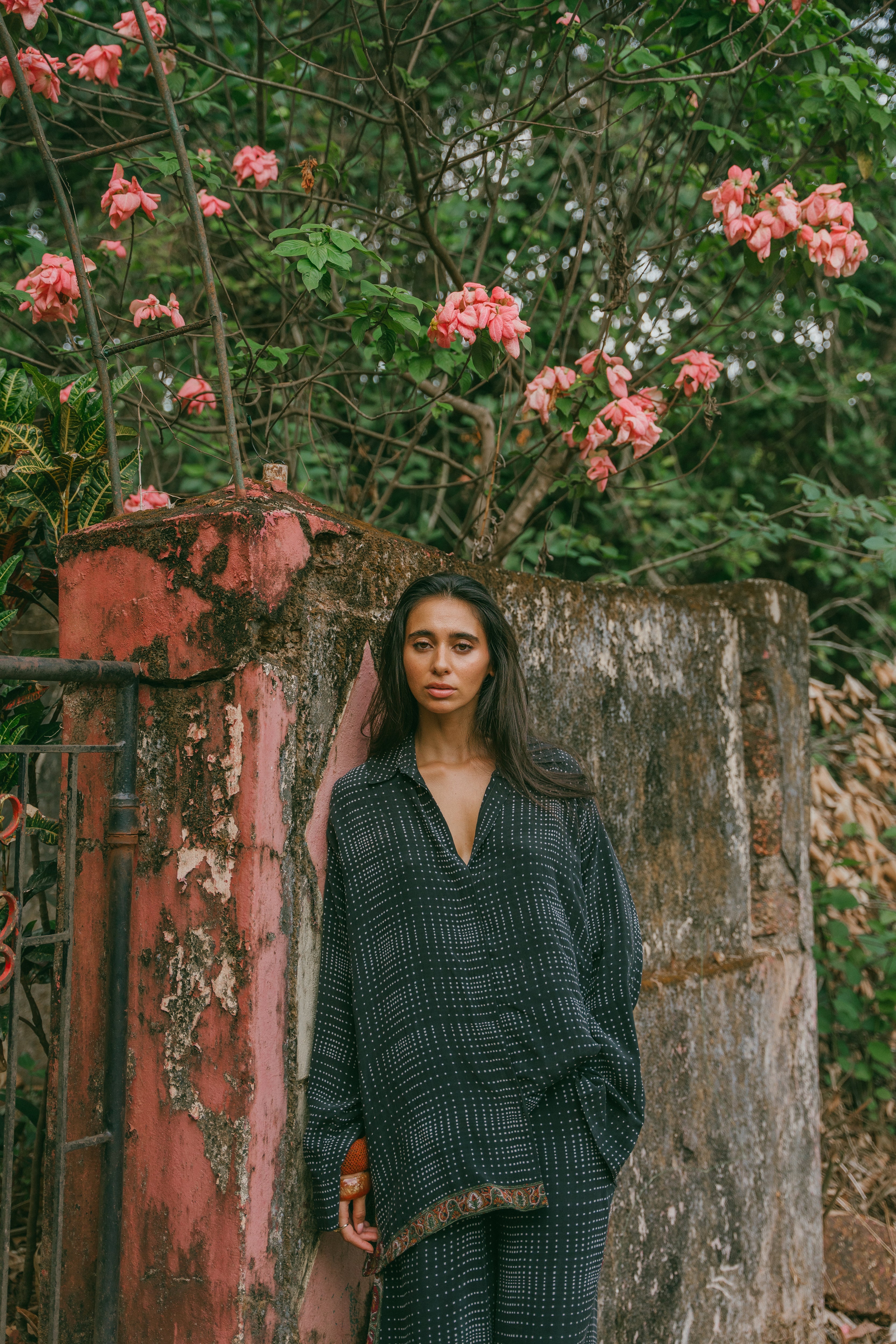 Open Back Boyfriend Shirt - Licorice