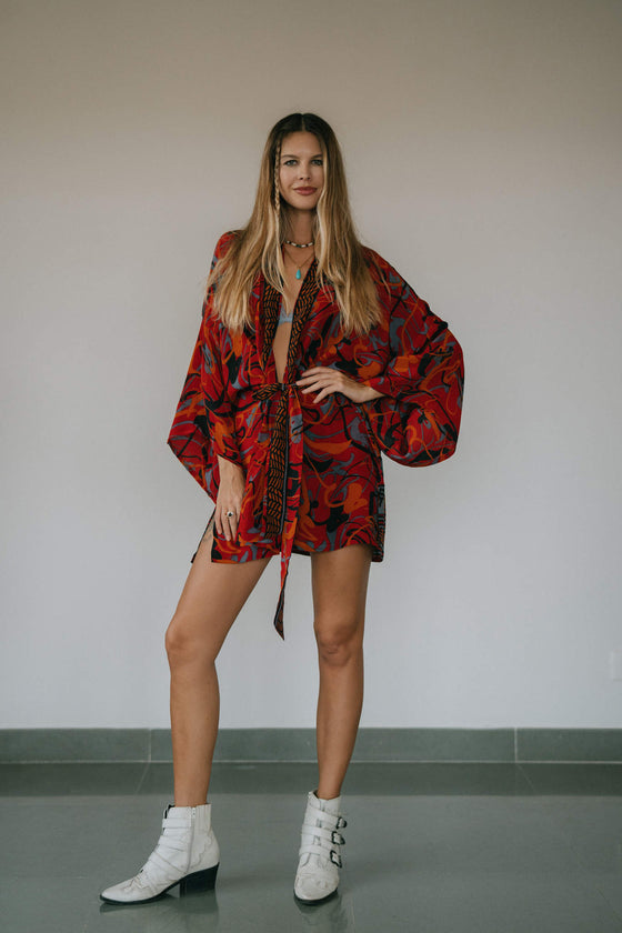 Kimono Wrap Dress - Rosette