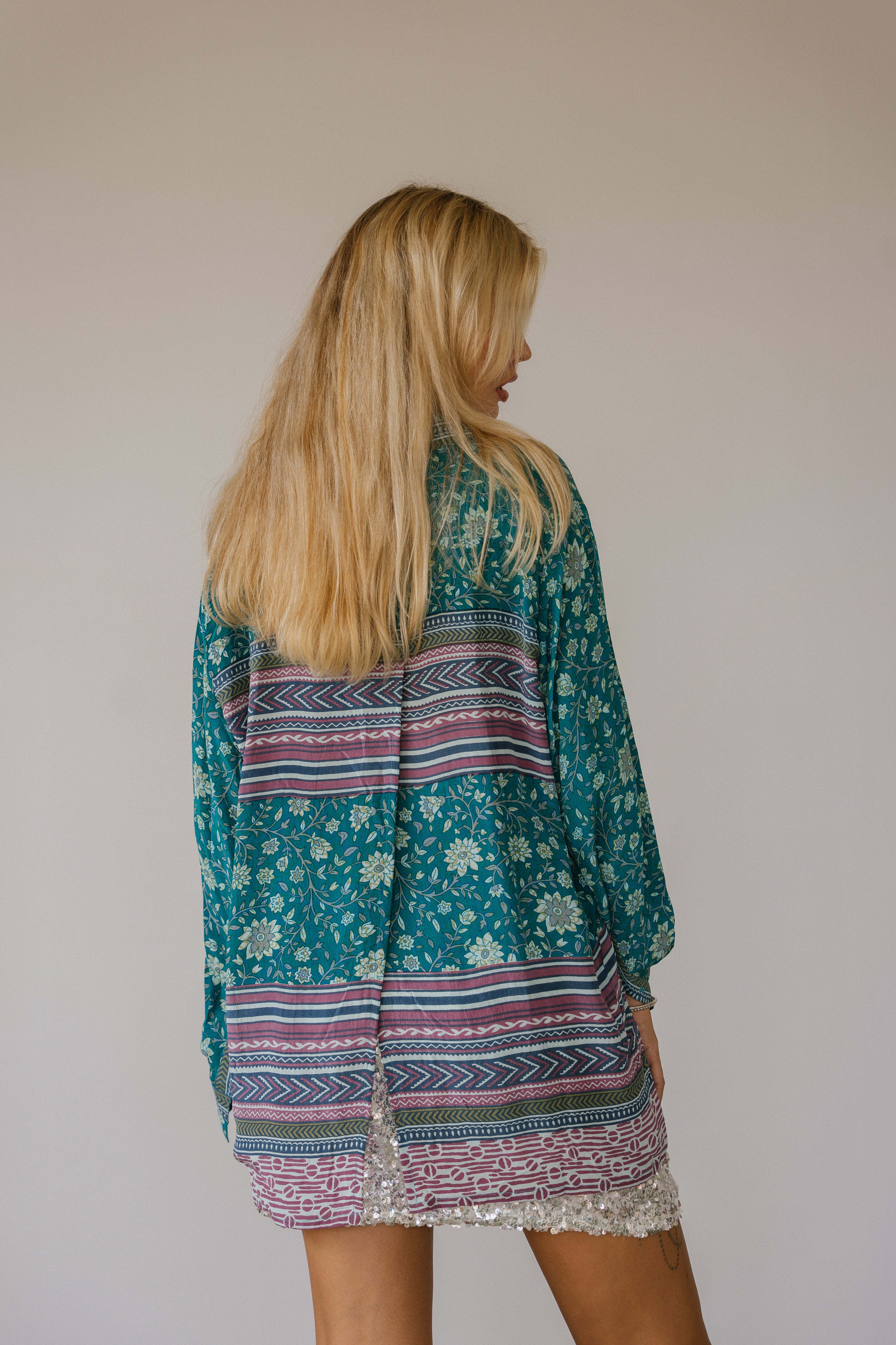 Open Back Boyfriend Shirt - Aquamarine