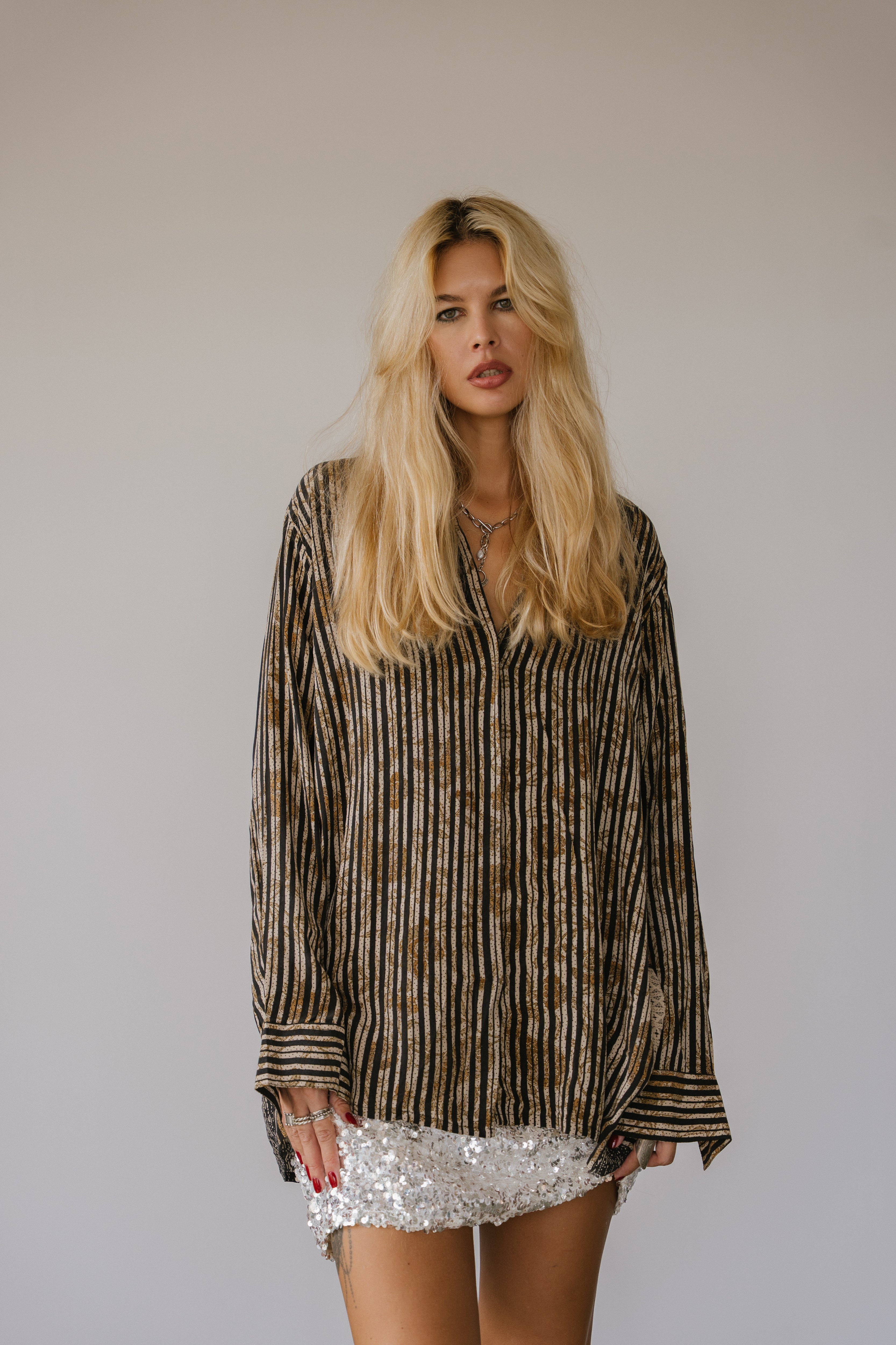 Open Back Boyfriend Shirt - Olive