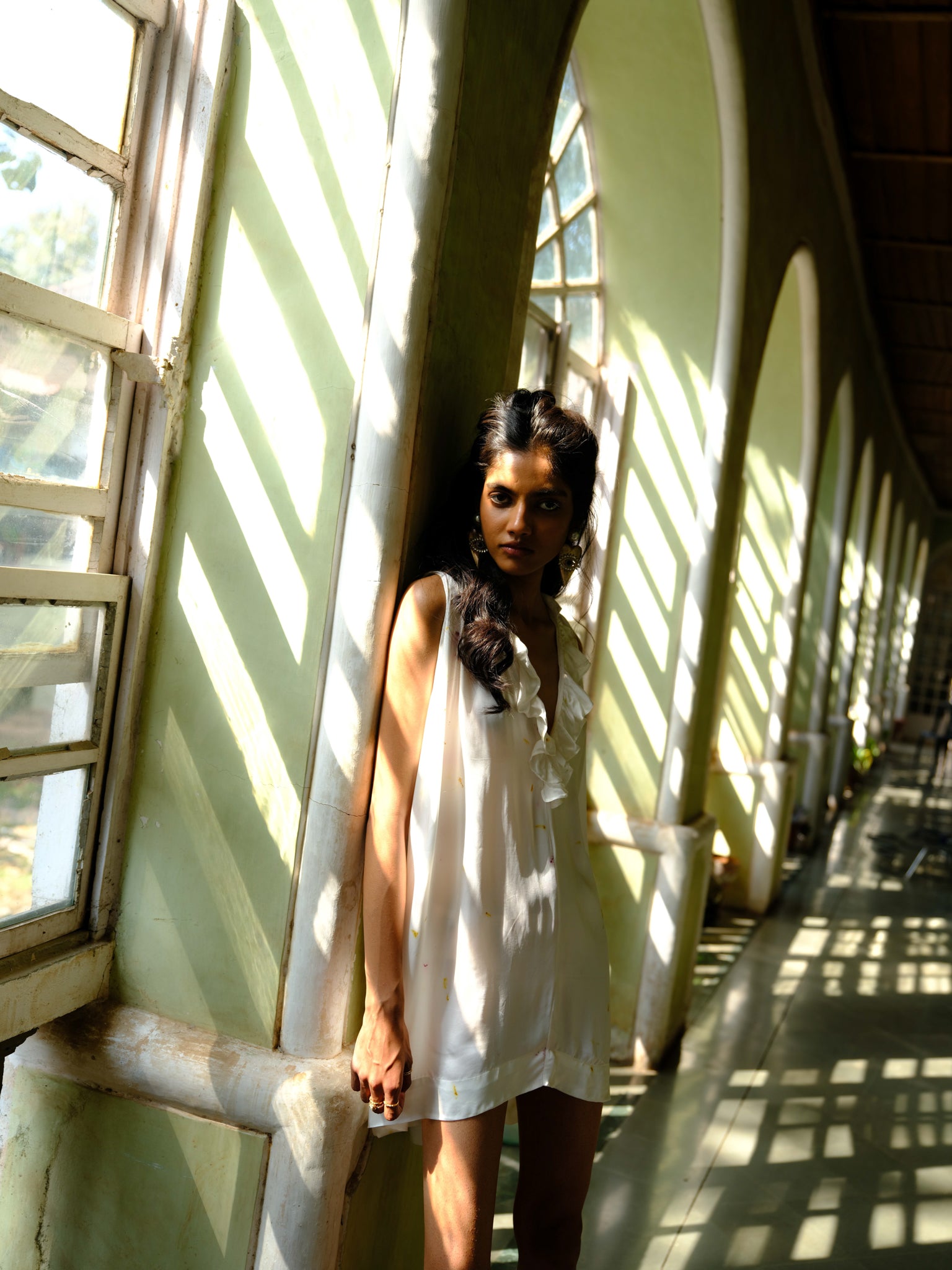 The Nightie Dress - White Botanical