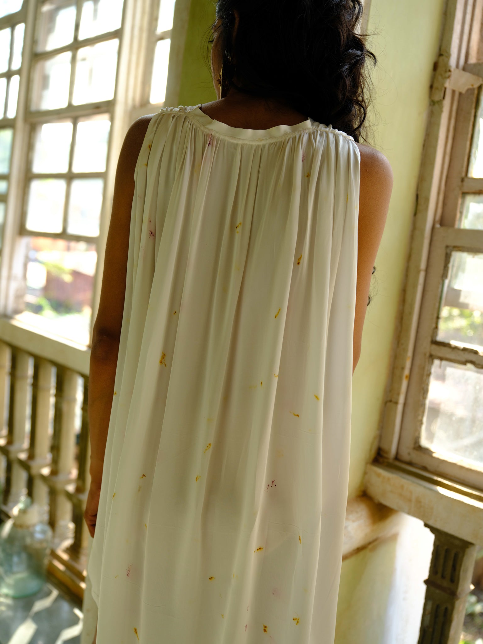 The Nightie Dress - White Botanical