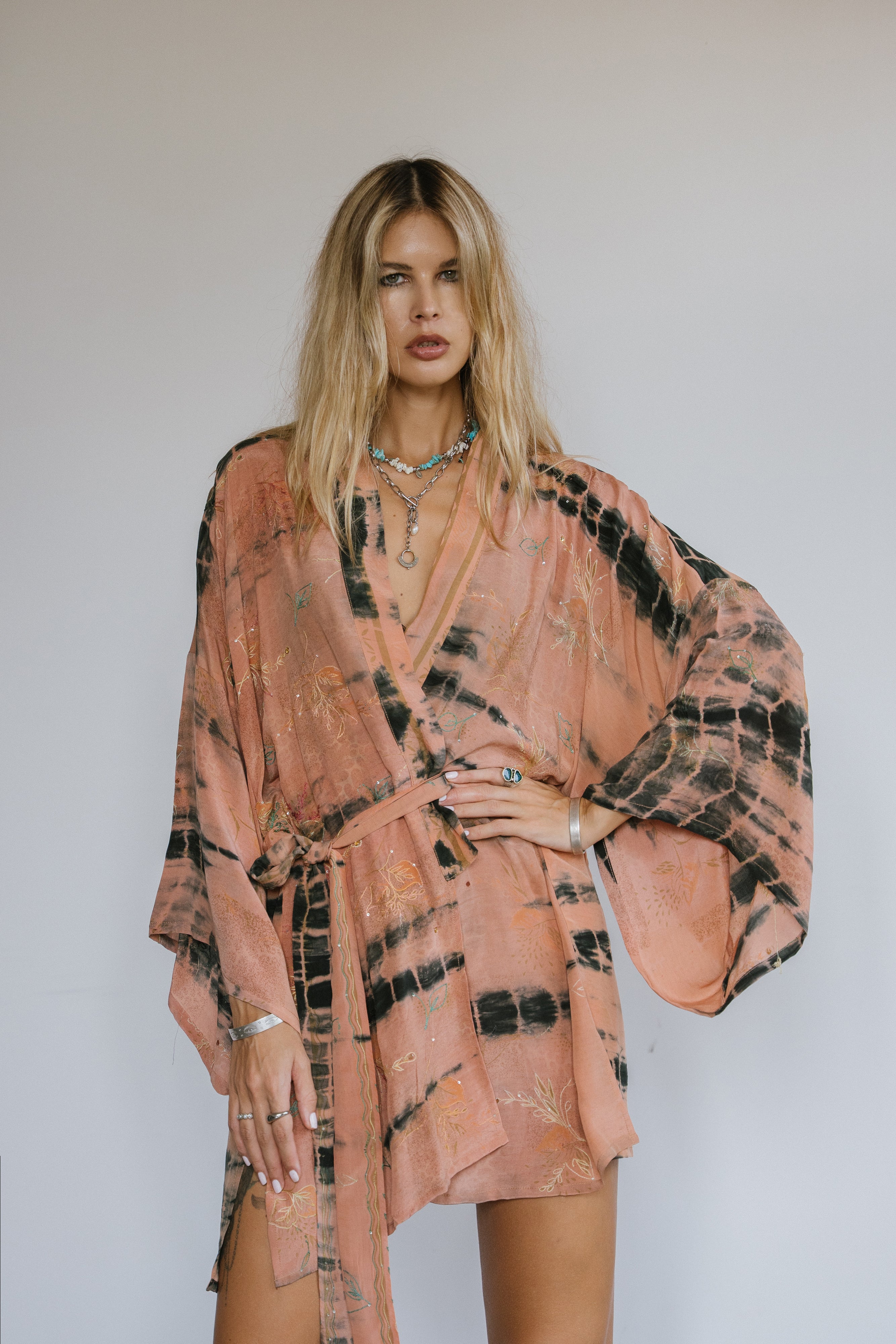 Kimono Wrap Dress - Dragonfruit