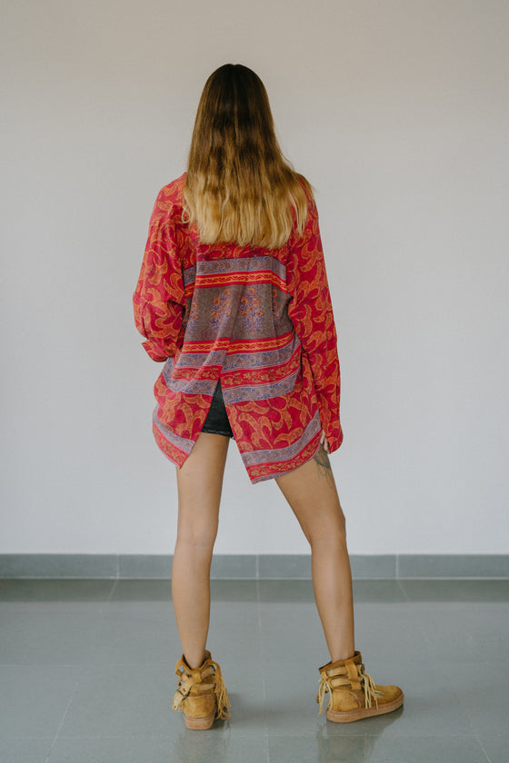 Open Back Boyfriend Shirt - Veda