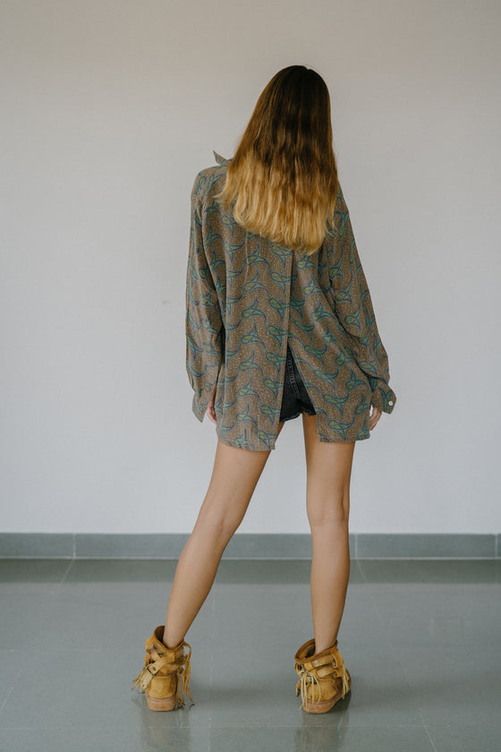 Open Back Boyfriend Shirt - Hunter